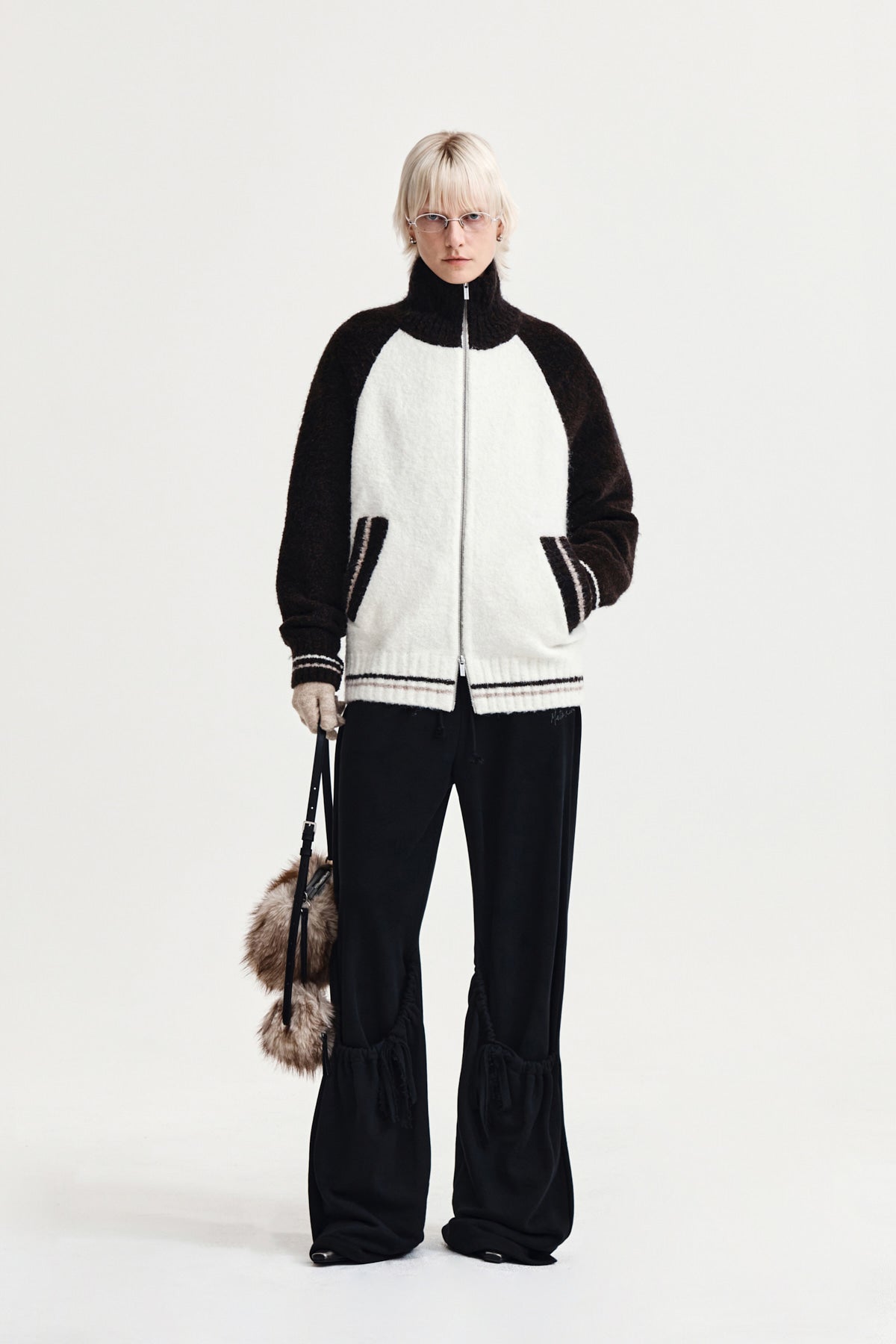 Matin Kim - High Neck Raglan Knit Zip Up (Dark Brown) product image 9 | TRAB K-Fashion Australia