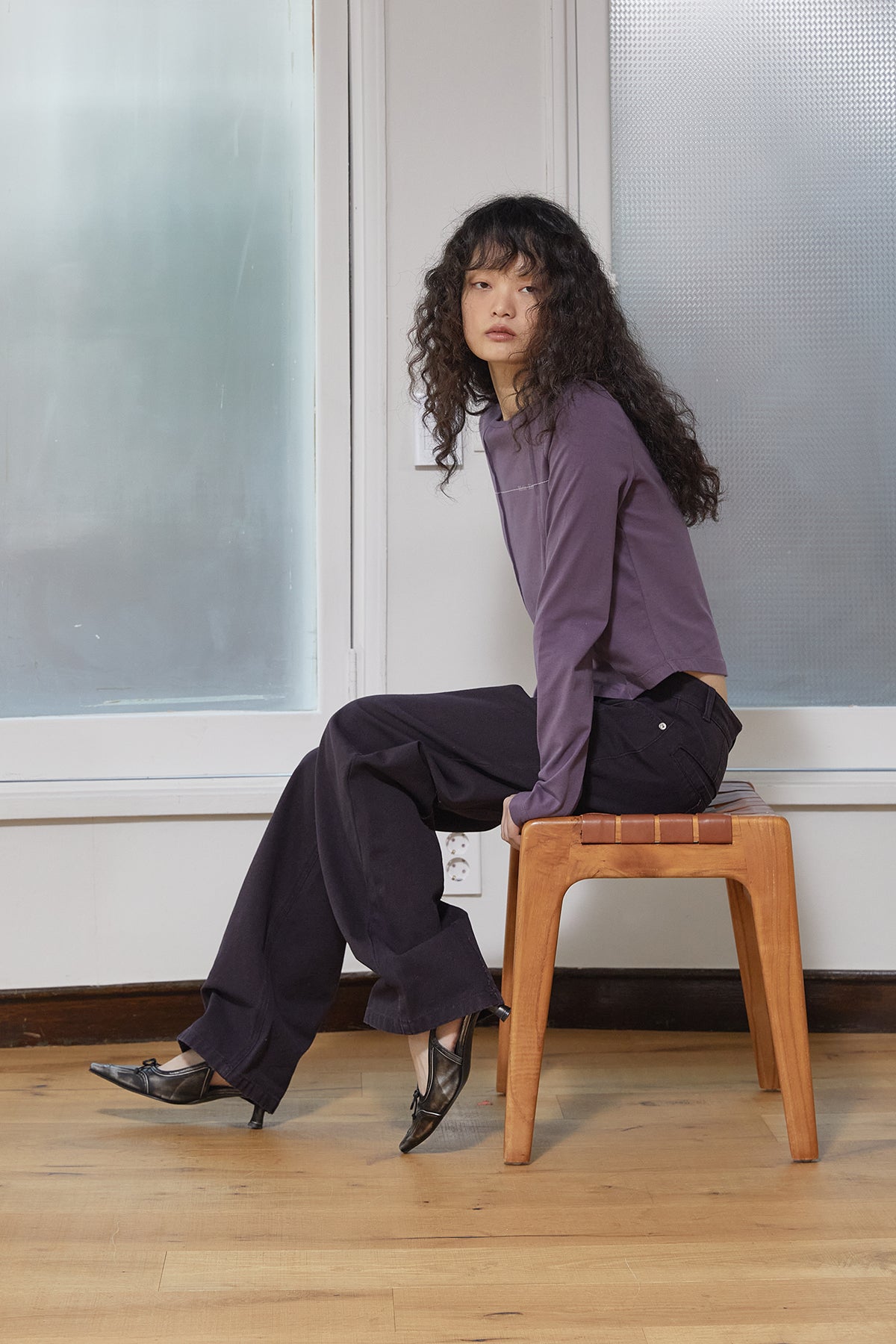 Matin Kim - Tuck Detail Small Logo Top (Purple) product image 10 | TRAB K-Fashion Australia