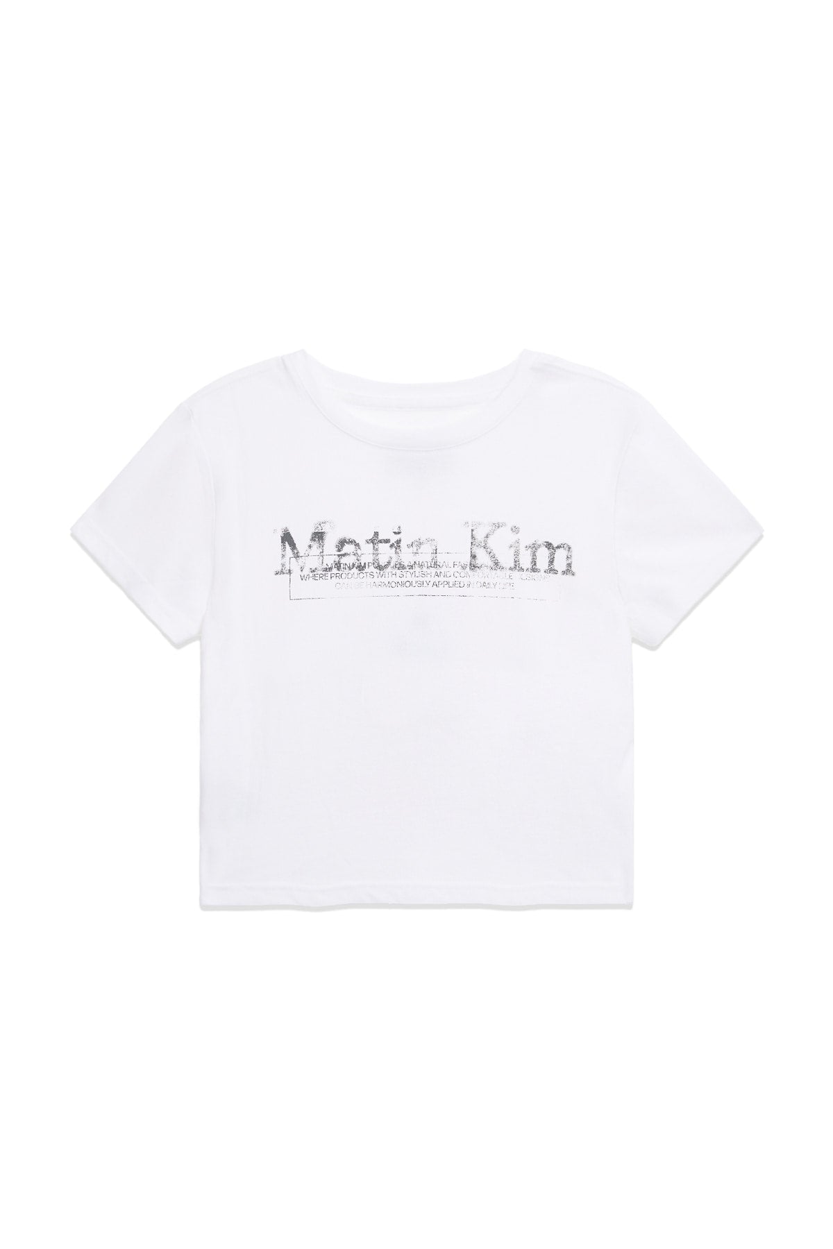 Matin Kim - Stamp Logo Graphic Crop Top (White) product image 1 | TRAB K-Fashion Australia
