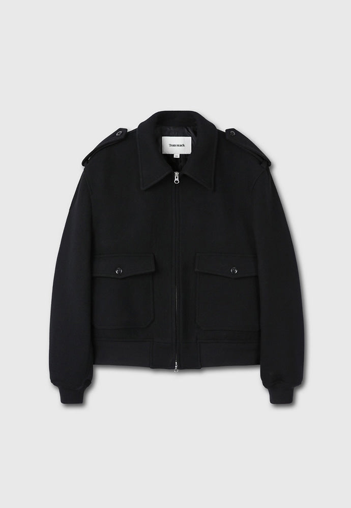 Tonywack - Felted Wool Epaulet Bomber Jacket (Black) product image 7 | TRAB K-Fashion Australia