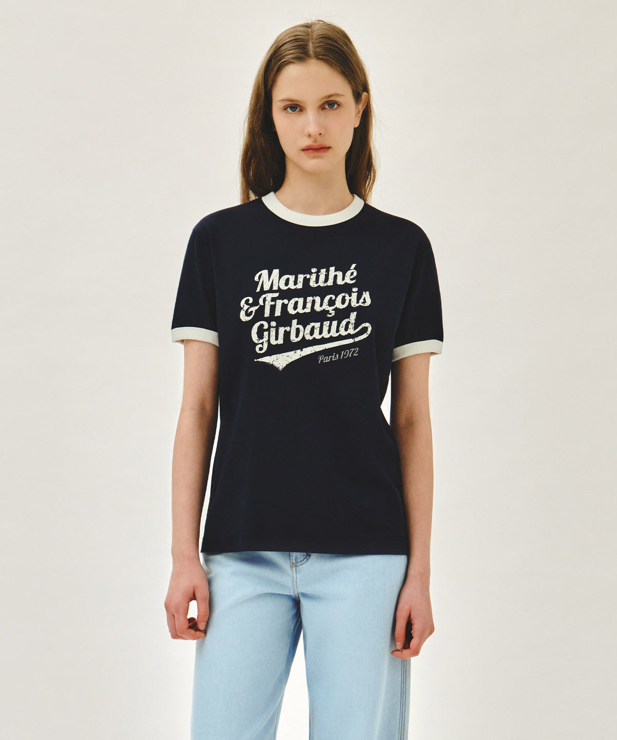 Marithe & Francois Girbaud - Vintage Logo Ringer Tee (Navy) product image 1 | TRAB K-Fashion Australia
