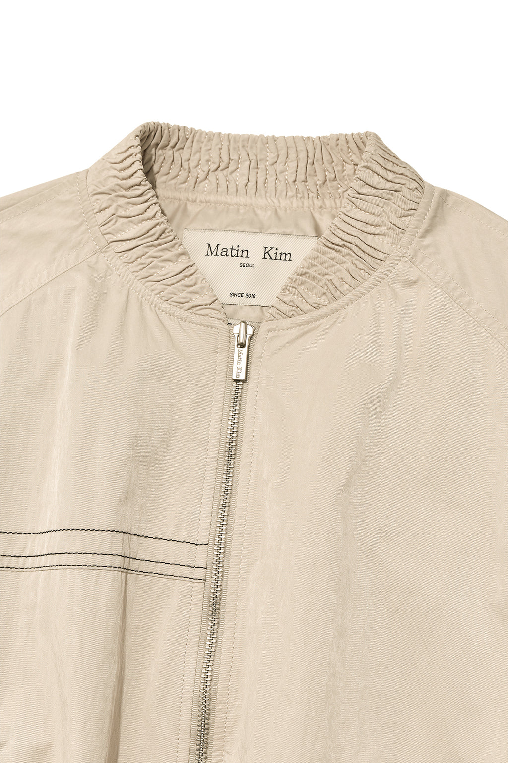 Matin Kim - Washed Volume Bomber Jumper (Beige) product image 3 | TRAB K-Fashion Australia