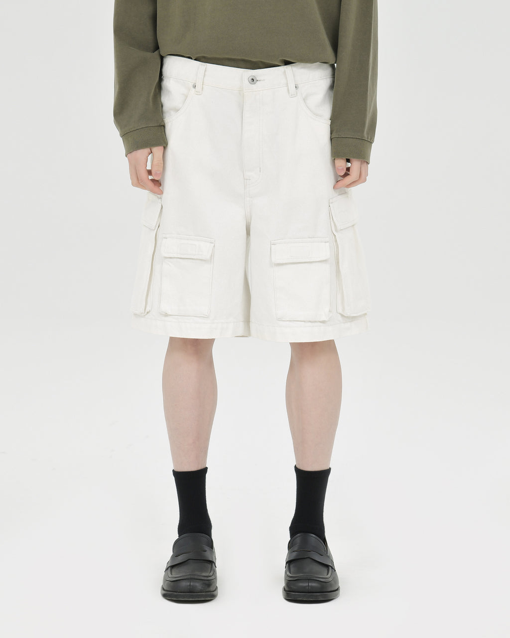 Brownyard - Military Denim Shorts (Ecru) product image 1 | TRAB K-Fashion Australia