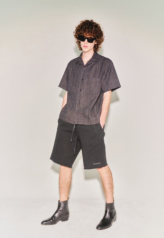 Tonywack - Washed Slub Denim Half Sleeve Shirt (Faded Black) product image 3 | TRAB K-Fashion Australia