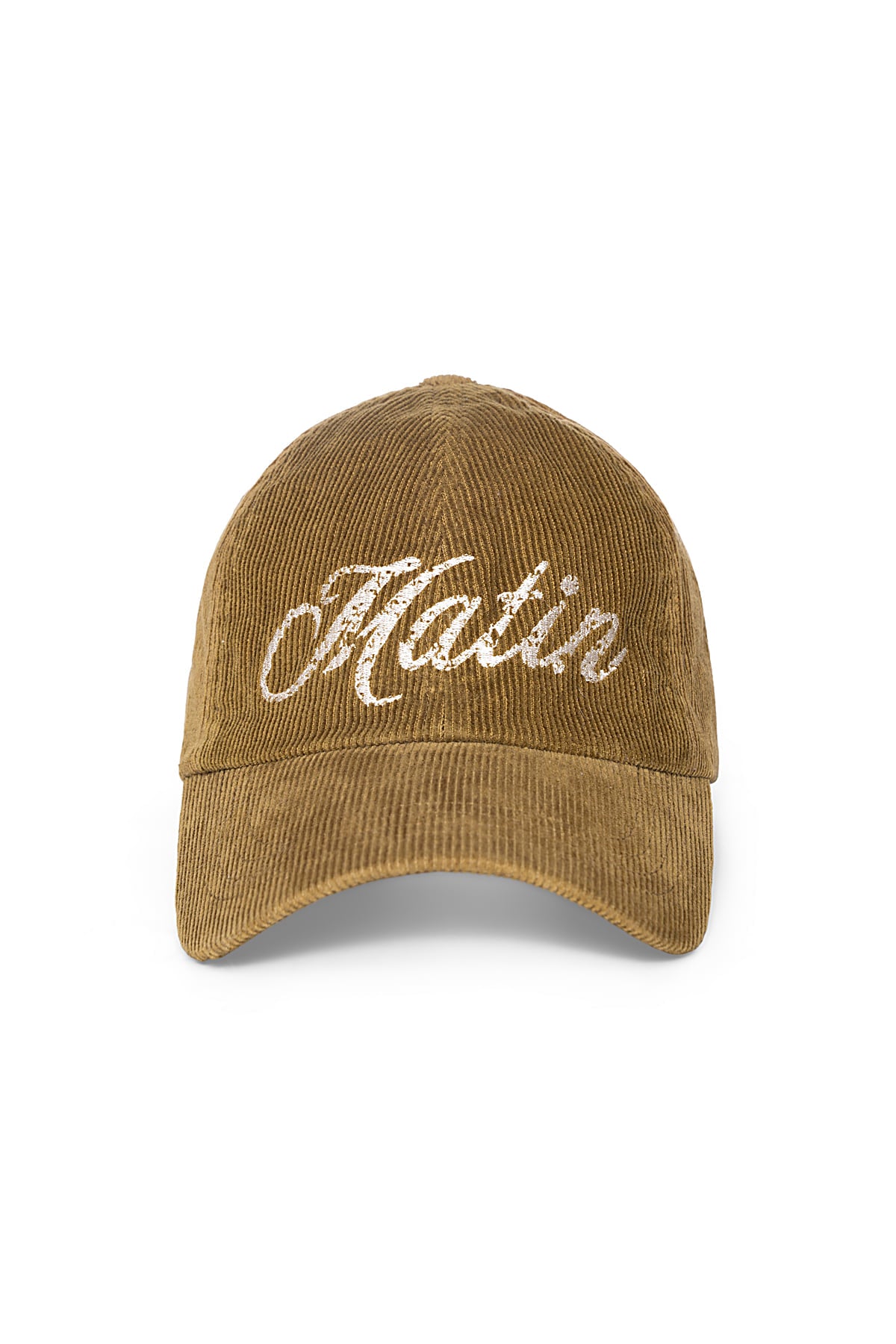 Matin Kim - Matin Cracked Script Corduroy Ball Cap (Khaki) product image 1 | TRAB K-Fashion Australia