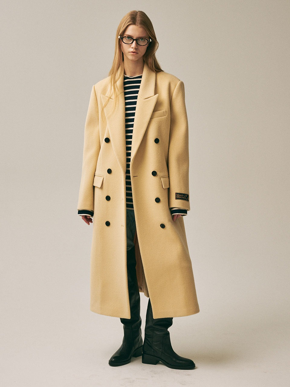 Mardi Mercredi - Wool Classic Double Breasted Coat (Lightbeige) product image 1 | TRAB K-Fashion Australia