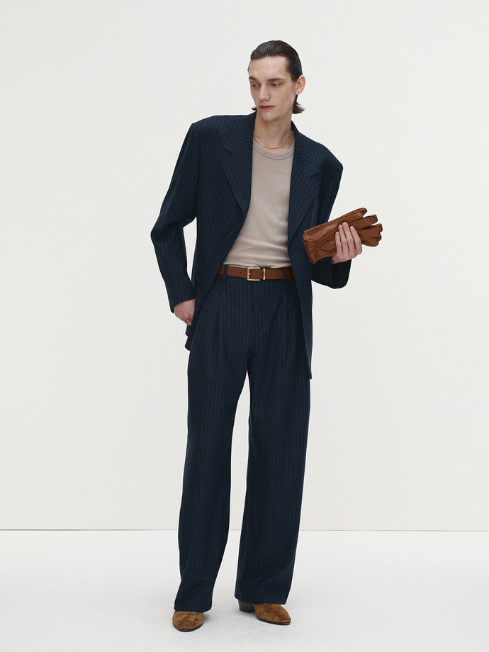 Tonywack - Striped Wool Oversized Tailored Jacket (Navy Pinstripe) product image 2 | TRAB K-Fashion Australia