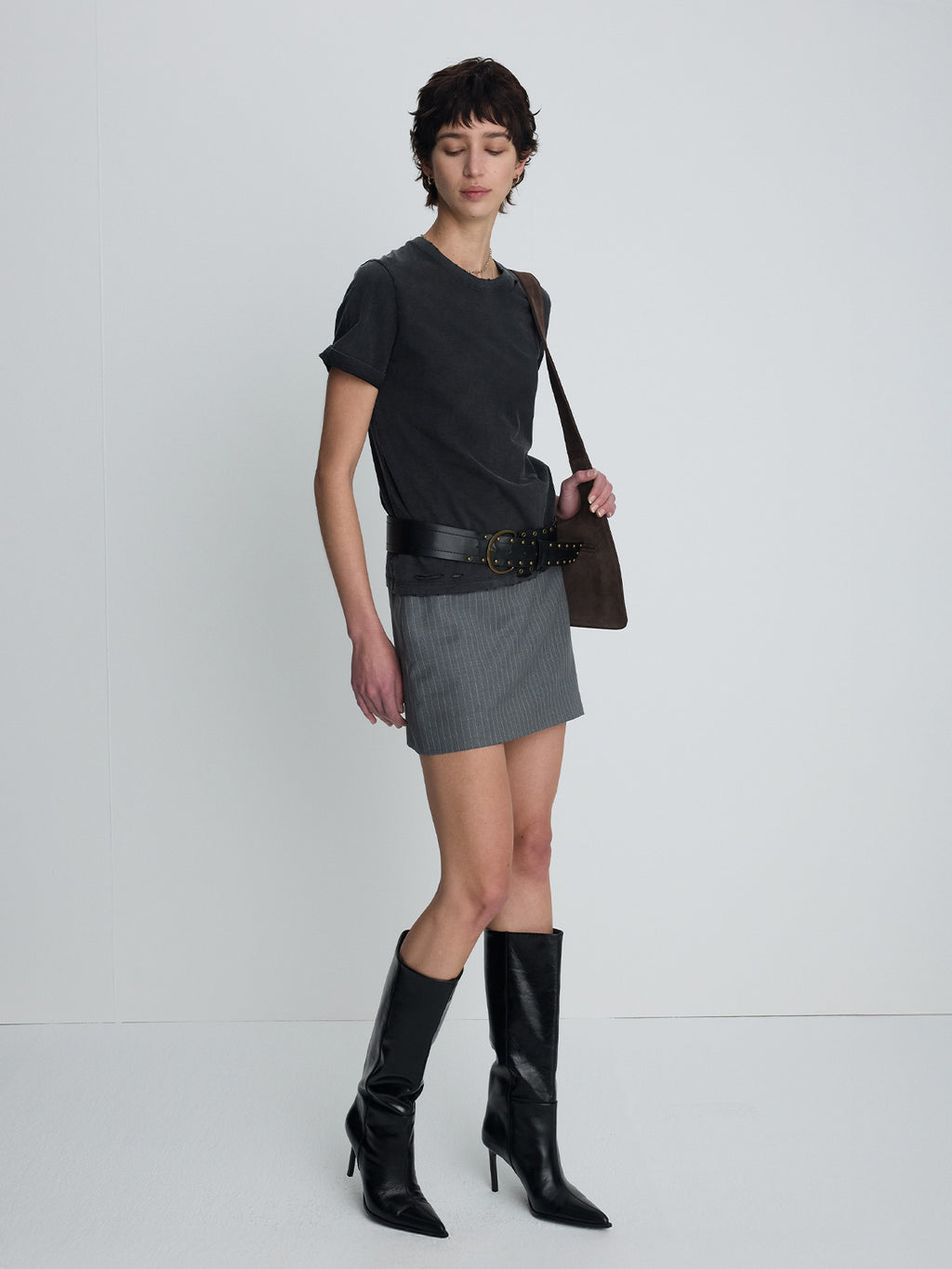 Tonywack - Wool Pin Striped Mini Skirt (Grey Pinstripe) product image 5 | TRAB K-Fashion Australia