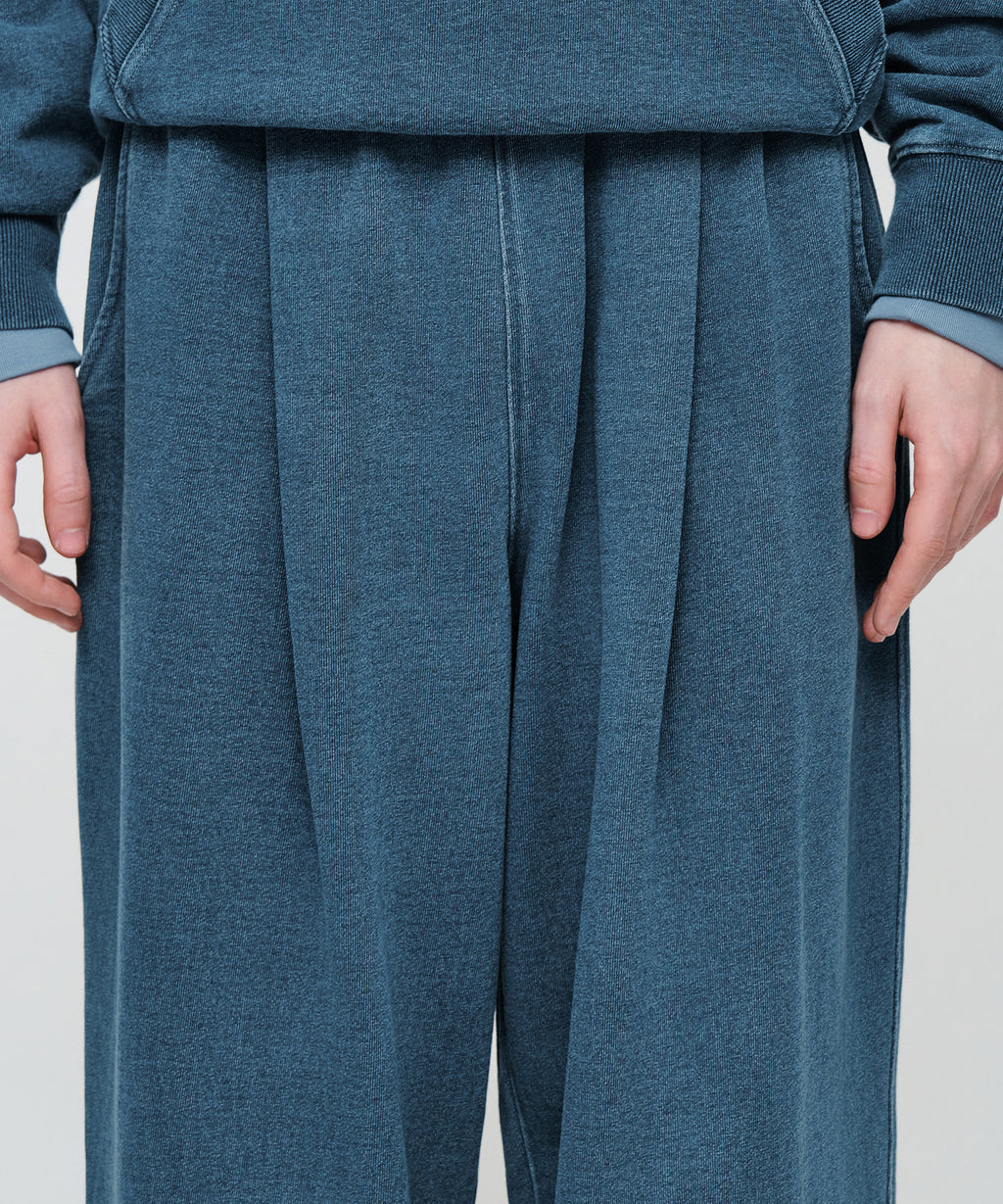 Marithe & Francois Girbaud - Crack Classic Logo Dyeing One Tuck Wide Sweat Pants (Blue) product image 2 | TRAB K-Fashion Australia