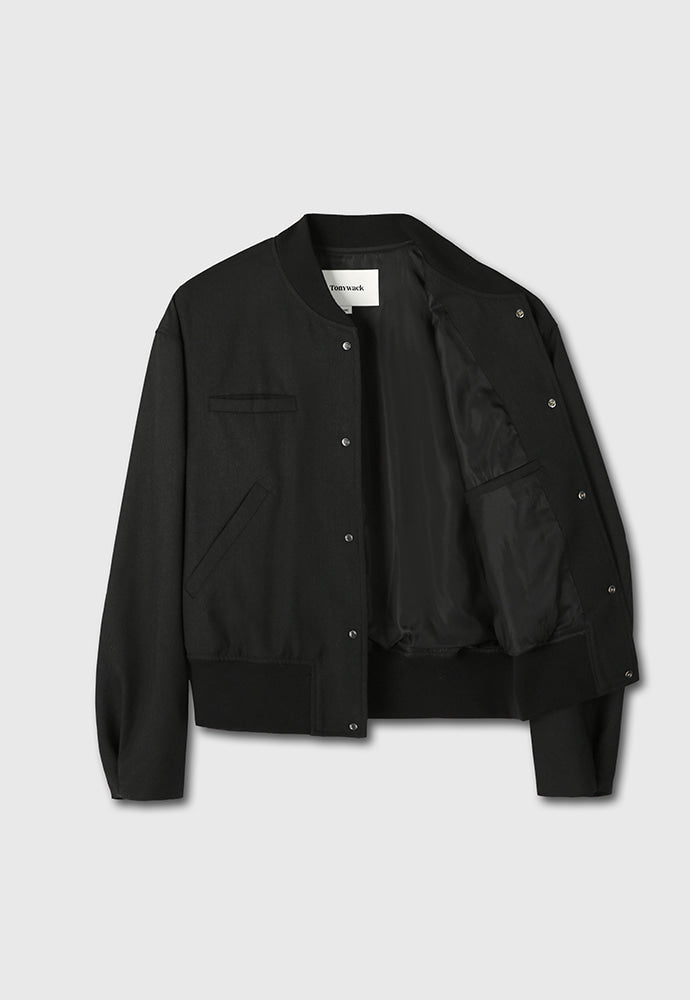 Tonywack - Hard Twist Wool Cropped Bomber Jacket (Dark Charcoal) product image 8 | TRAB K-Fashion Australia