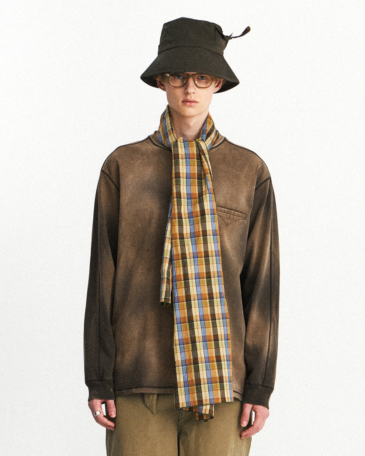 Eastlogue - Bleached Cpo L.s T-shirts (Olive) product image 2 | TRAB K-Fashion Australia