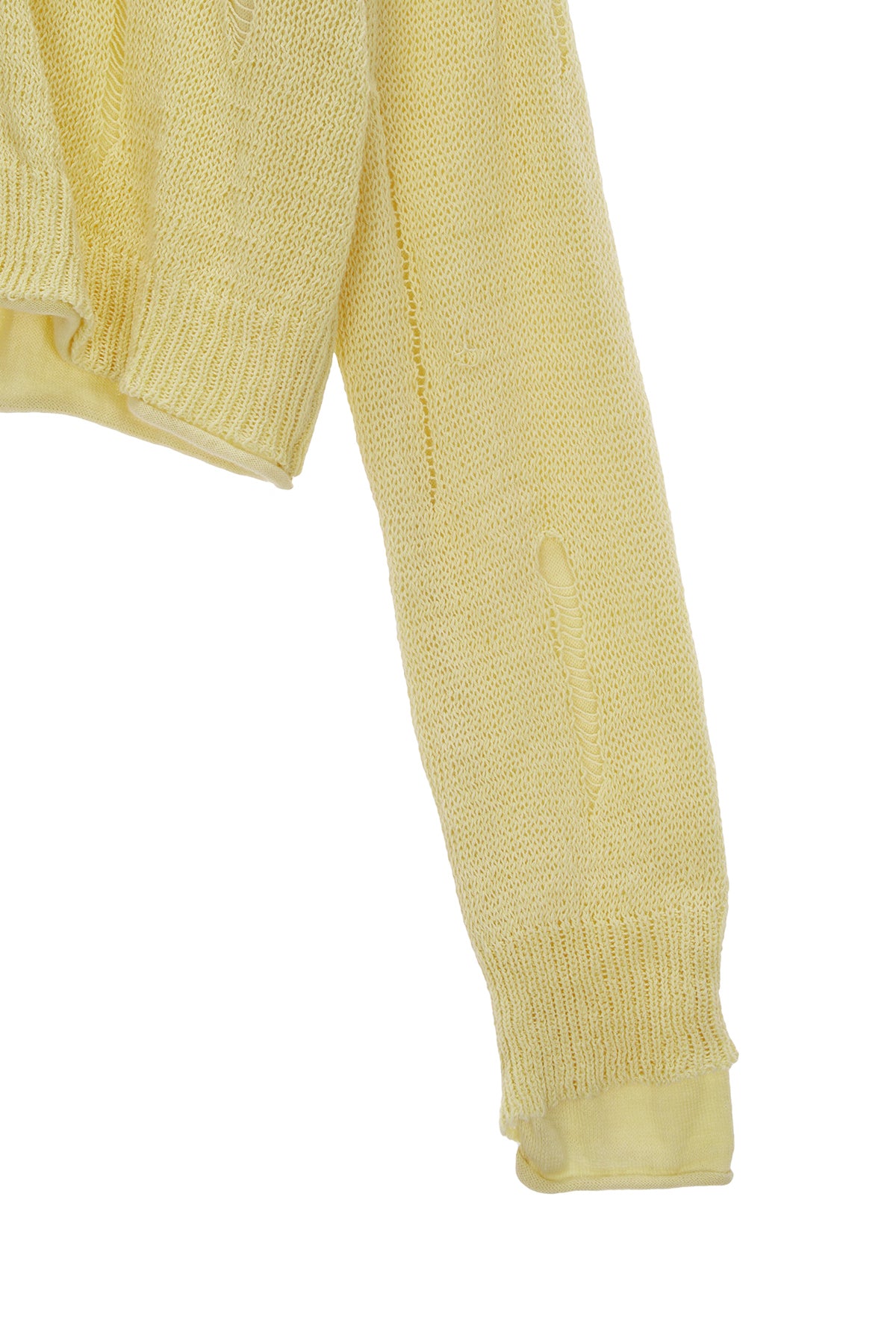 Matin Kim - Layered Damage Crop Cardigan (Light Yellow) product image 4 | TRAB K-Fashion Australia