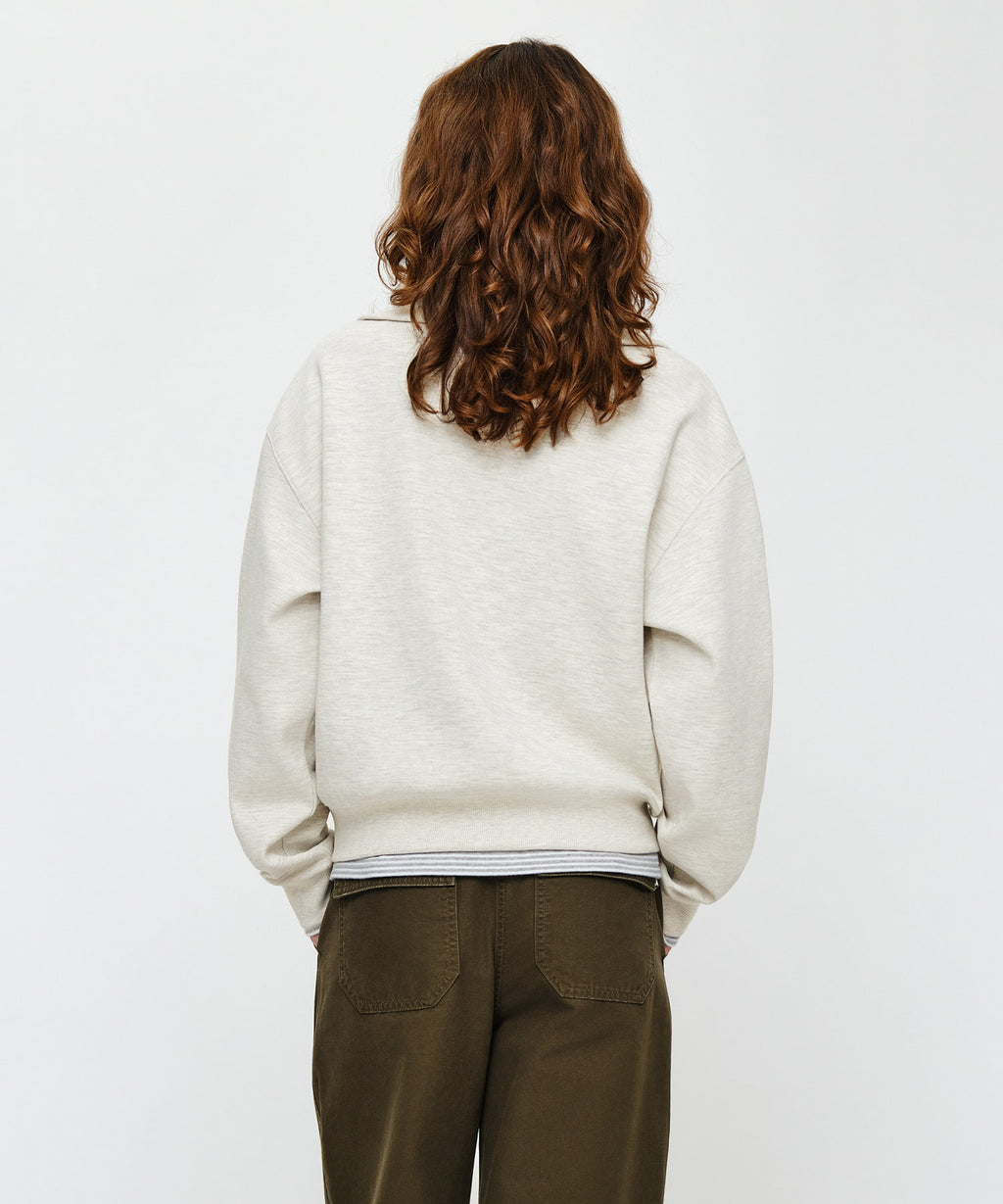 Marithe & Francois Girbaud - Micro Classic Logo Quarter Zipup Sweatshirt (Oatmeal) product image 3 | TRAB K-Fashion Australia