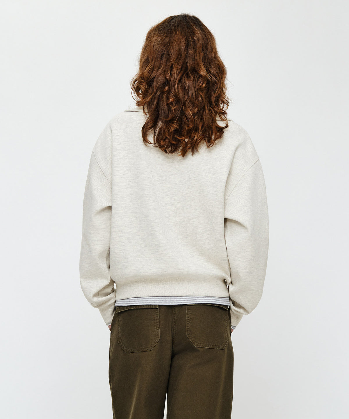 Marithe & Francois Girbaud - Micro Classic Logo Quarter Zipup Sweatshirt (Oatmeal) product image 3 | TRAB K-Fashion Australia