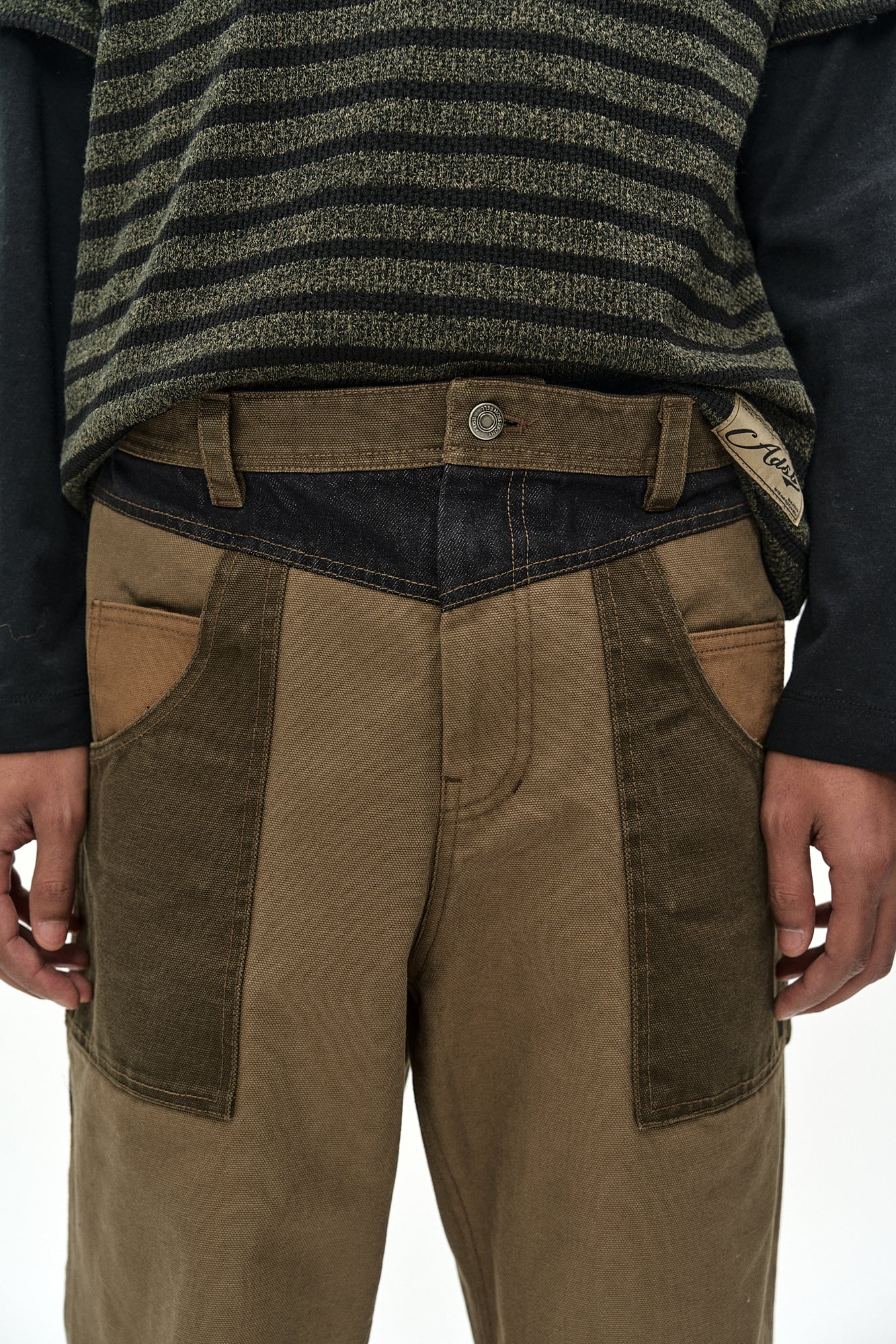 Andersson Bell - Austin Patchwork Washed Wide-Leg Jeans (khaki) (Khaki) product image 6 | TRAB K-Fashion Australia