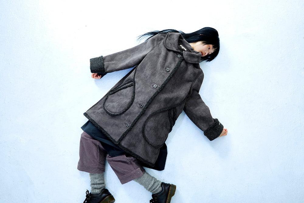 Coyseio - Round Collar Suede Jacket (Charcoal) product image 14 | TRAB K-Fashion Australia