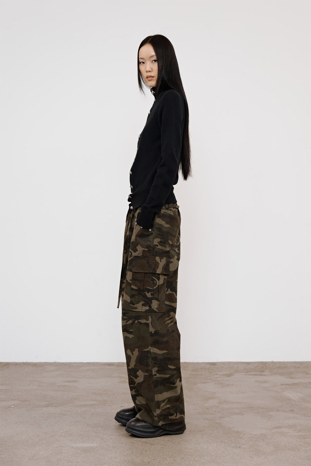 Deinet - High-Neck Stud Knit Outer (Black) product image 5 | TRAB K-Fashion Australia