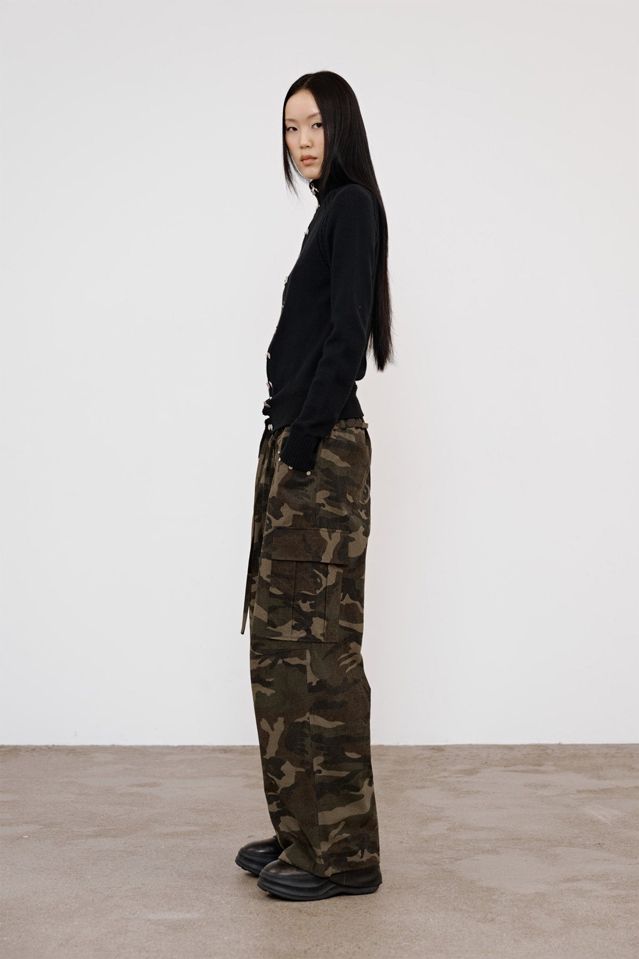 Deinet - High-Neck Stud Knit Outer (Black) product image 5 | TRAB K-Fashion Australia