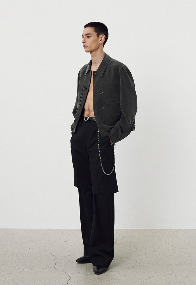 Tonywack - Wool Twill Layered Trousers (Black) product image 4 | TRAB K-Fashion Australia