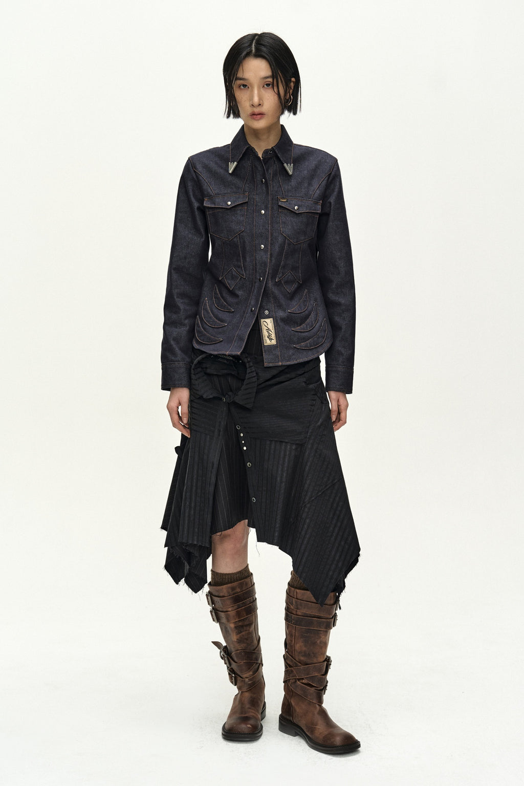 Andersson Bell - Sue Wrapped Shirt Asymmetric Skirt (black) (Black) product image 5 | TRAB K-Fashion Australia