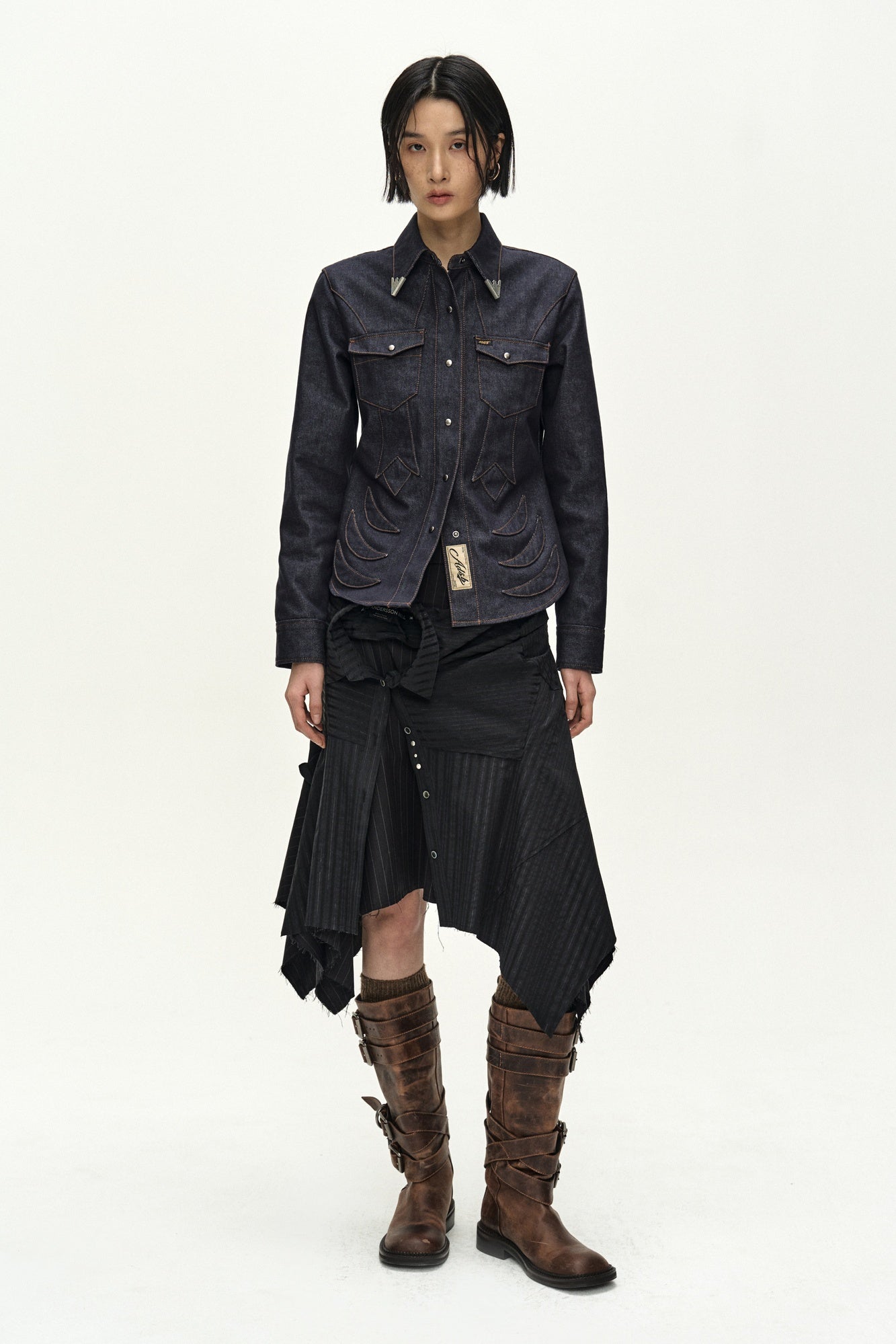 Andersson Bell - Sue Wrapped Shirt Asymmetric Skirt (black) (Black) product image 5 | TRAB K-Fashion Australia