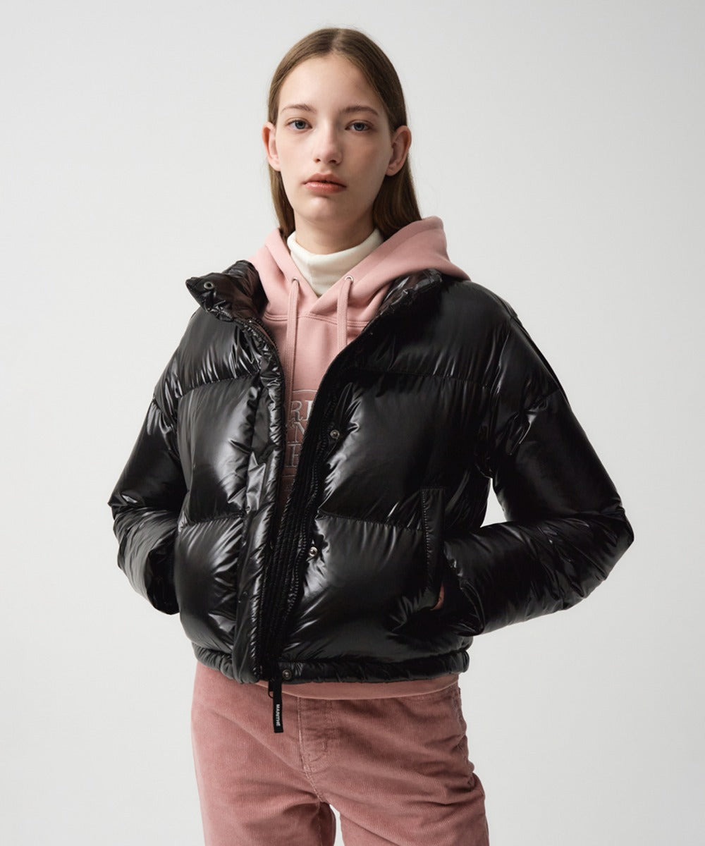 Marithe & Francois Girbaud - Glossy Duck Down Crop Puffer (Black) product image 1 | TRAB K-Fashion Australia