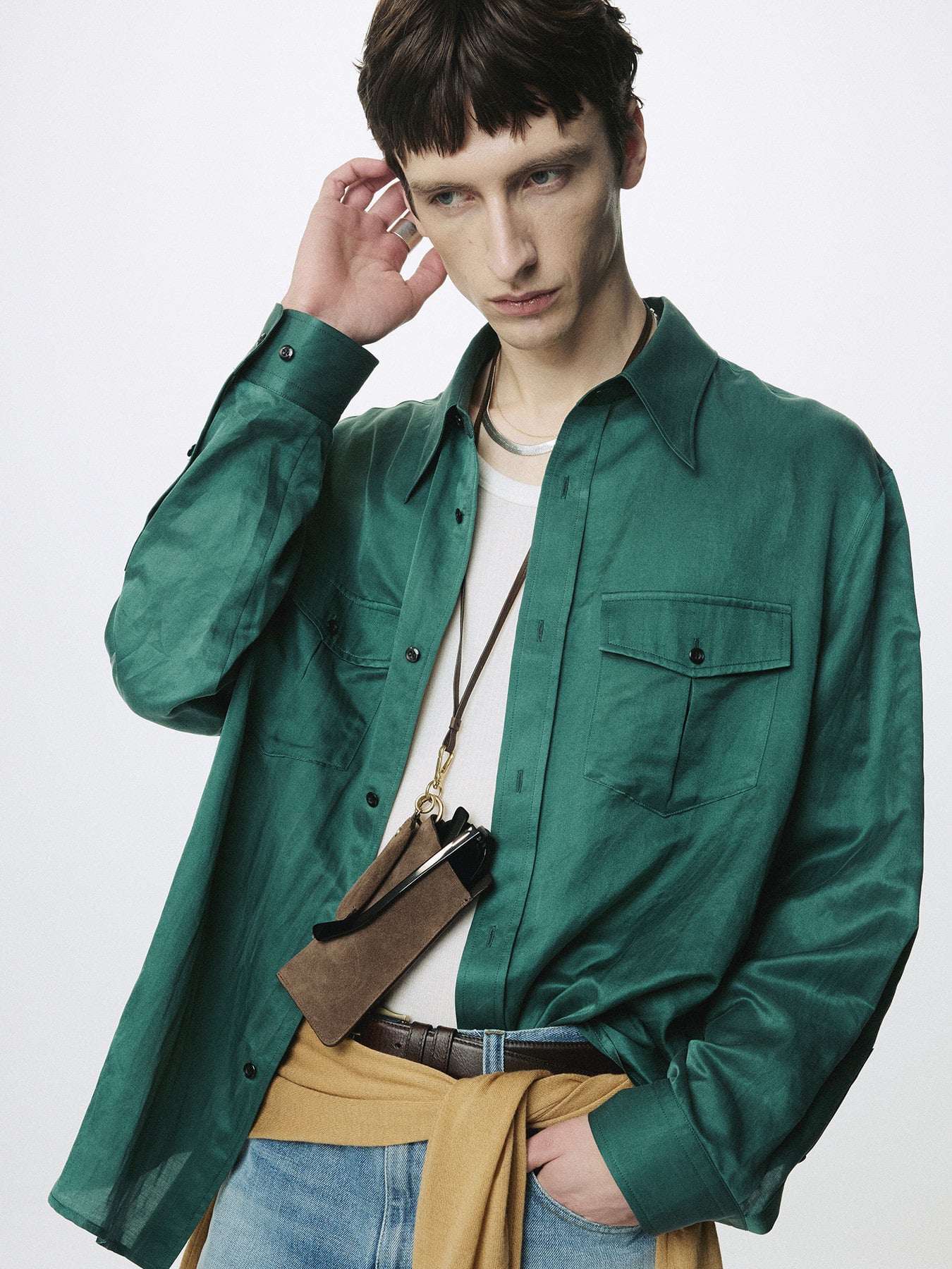 Tonywack - Silk Cotton Double Pocket Shirt (Green) product image 5 | TRAB K-Fashion Australia