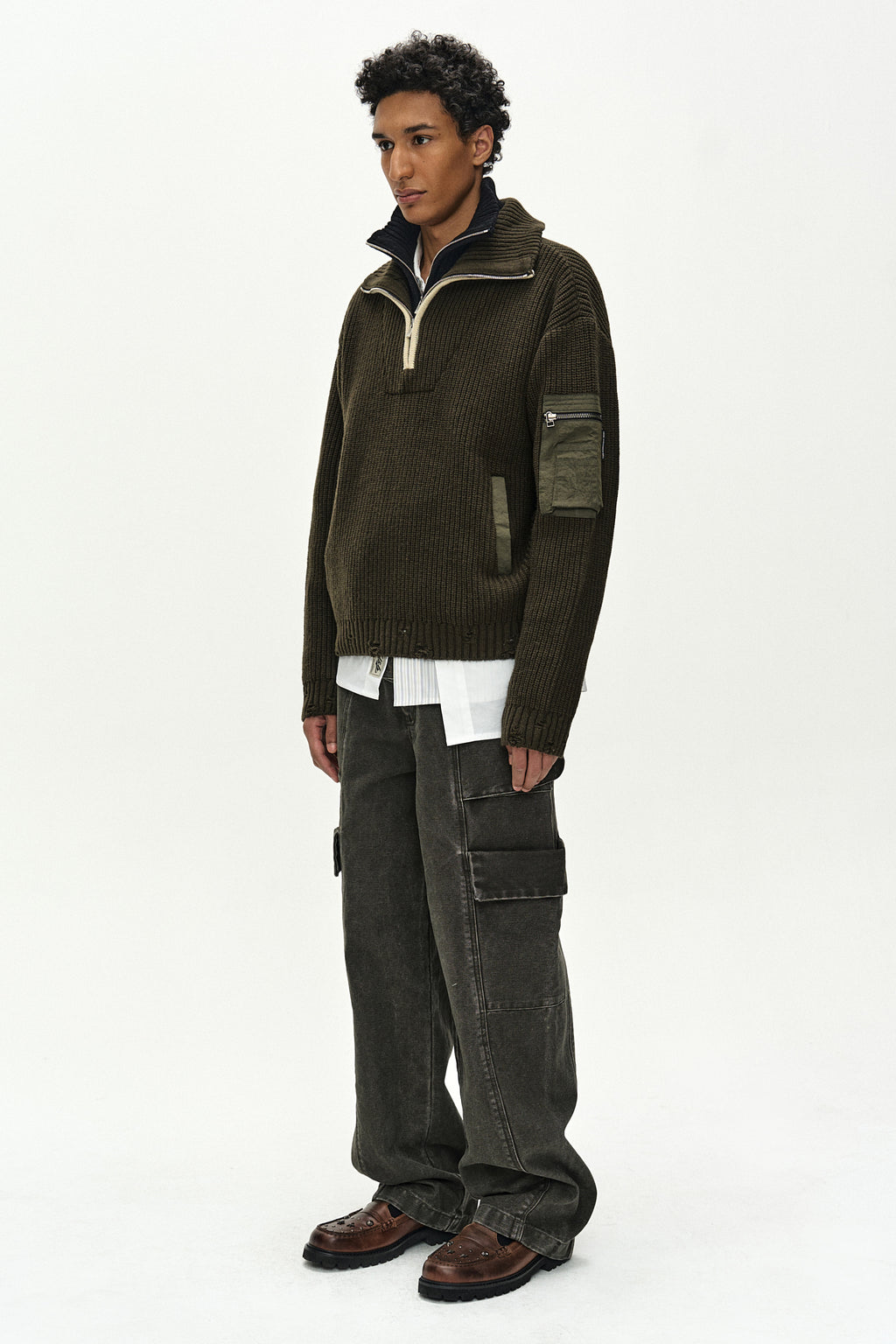 Andersson Bell - Belt Layered Cargo Wide-Leg Jeans (khaki) (Khaki) product image 11 | TRAB K-Fashion Australia