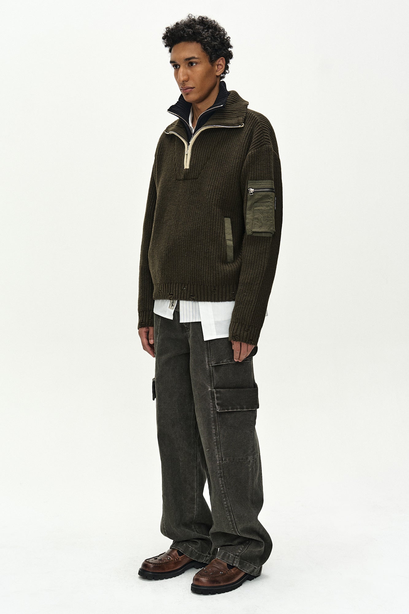 Andersson Bell - Belt Layered Cargo Wide-Leg Jeans (khaki) (Khaki) product image 11 | TRAB K-Fashion Australia