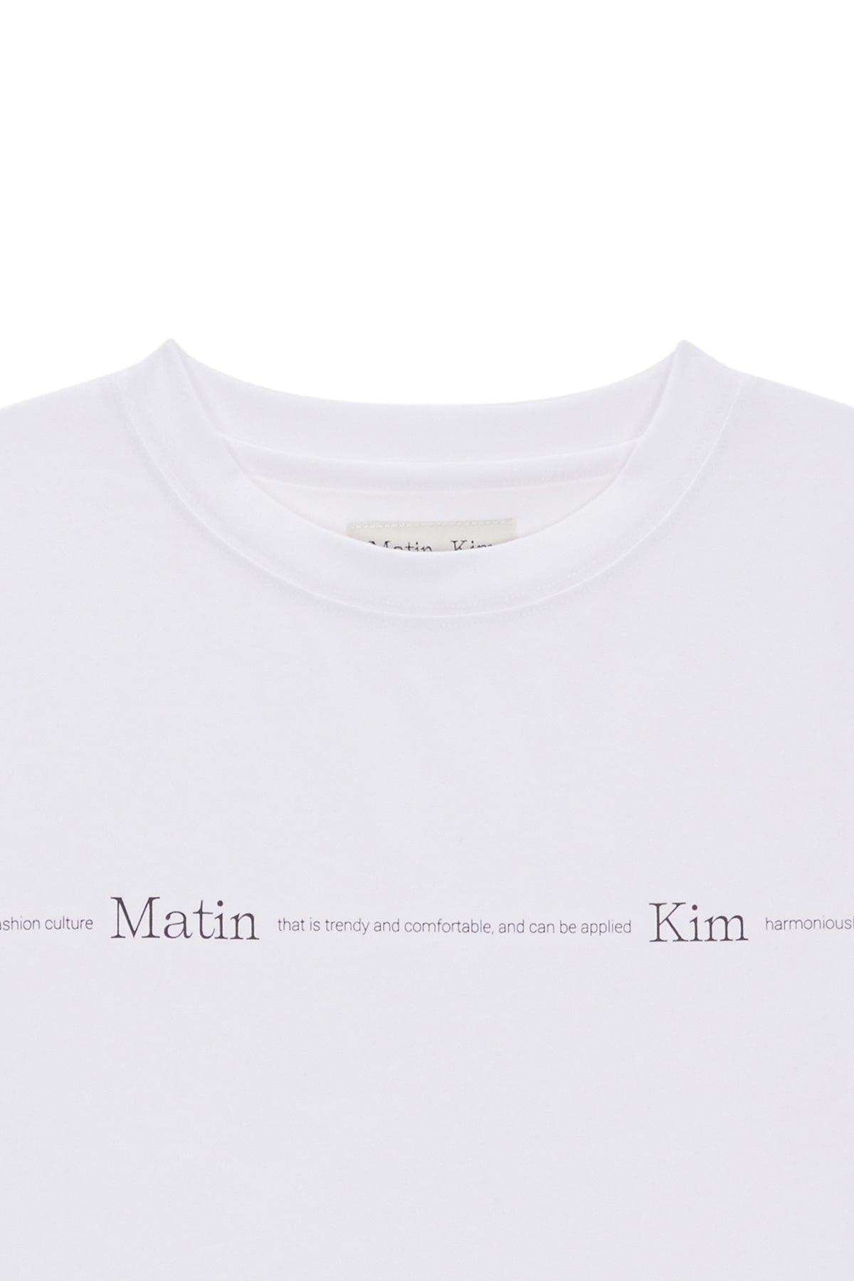 Matin Kim - Matin Small Line Logo Stitch Crop Top (White) product image 3 | TRAB K-Fashion Australia