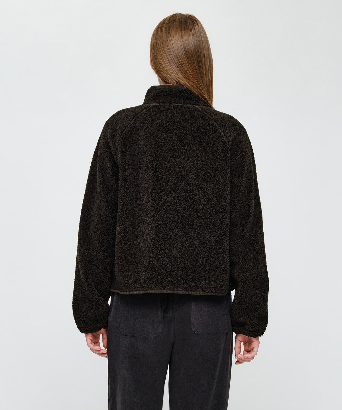 Marithe & Francois Girbaud - High Neck Fleece Jacket (Dark Brown) product image 3 | TRAB K-Fashion Australia