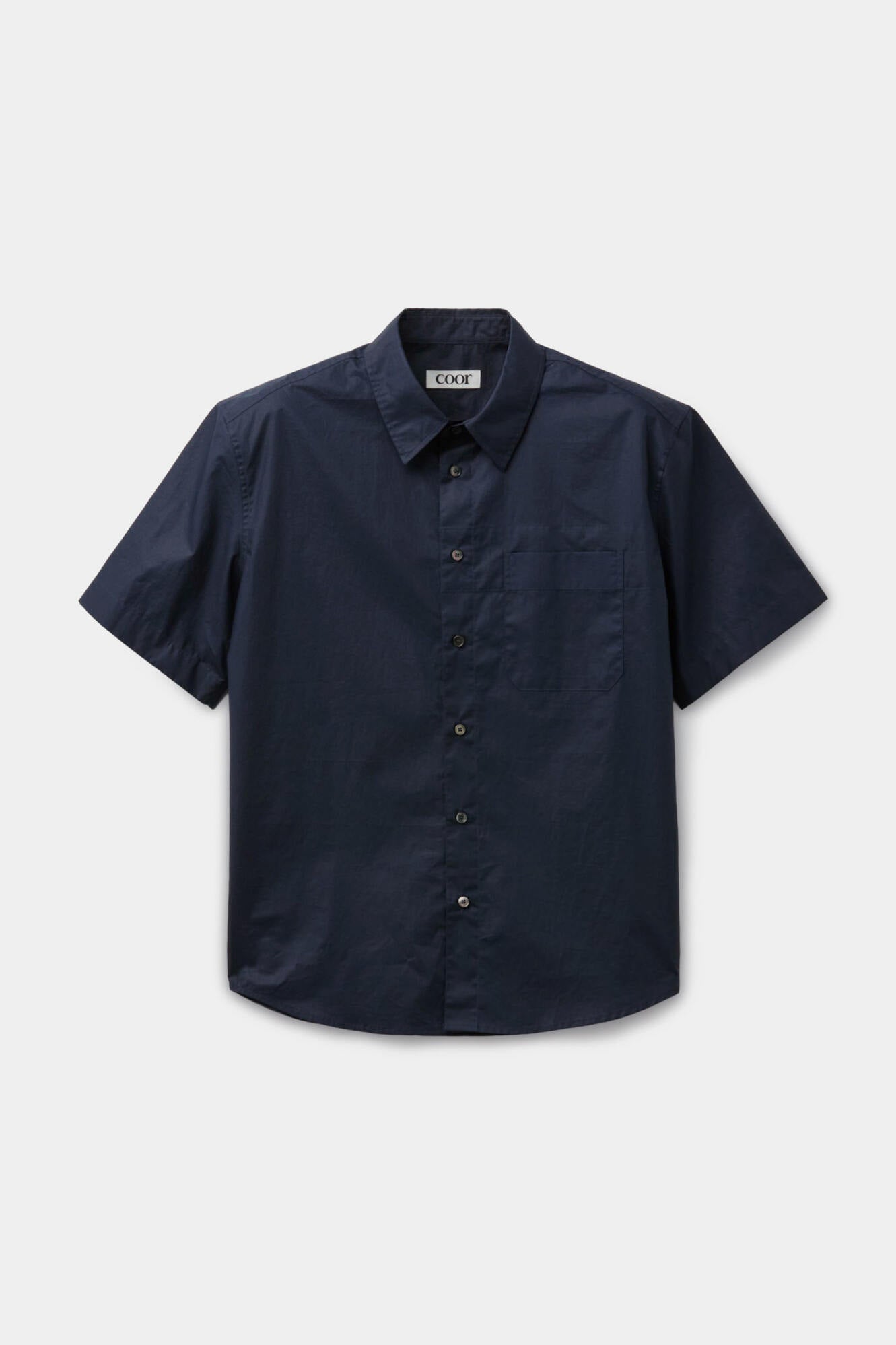 Coor - One Pocket Papery Cotton Half Shirt (Navy) product image 1 | TRAB K-Fashion Australia