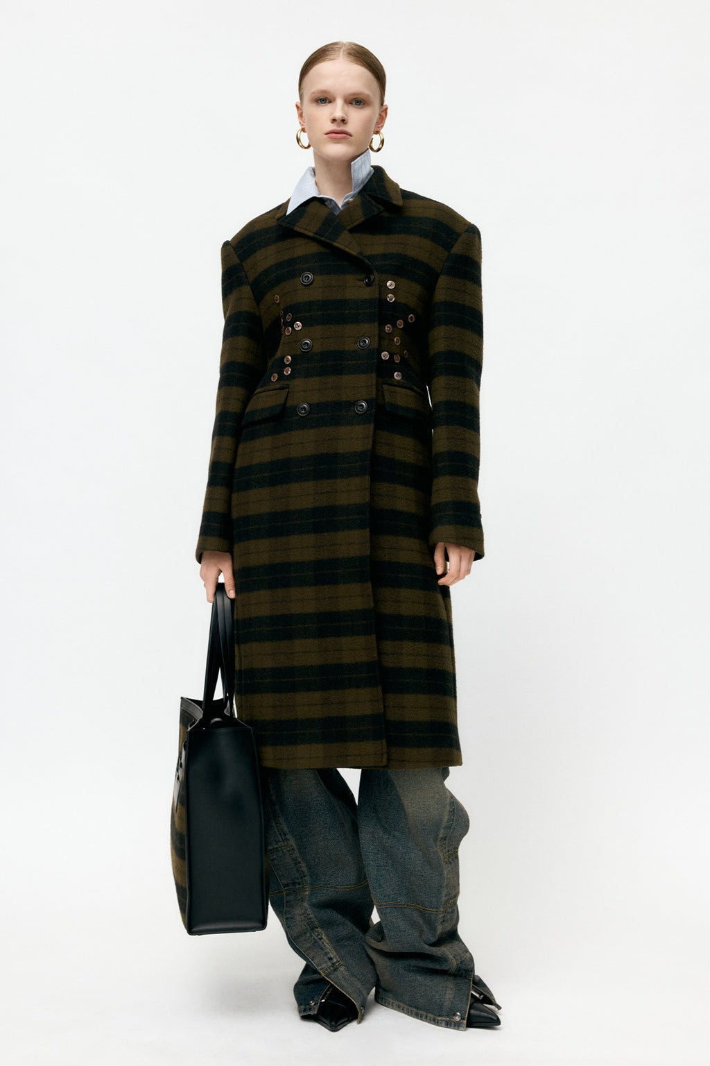 Andersson Bell - Lacie Check Buttons Coat (Green) product image 1 | TRAB K-Fashion Australia