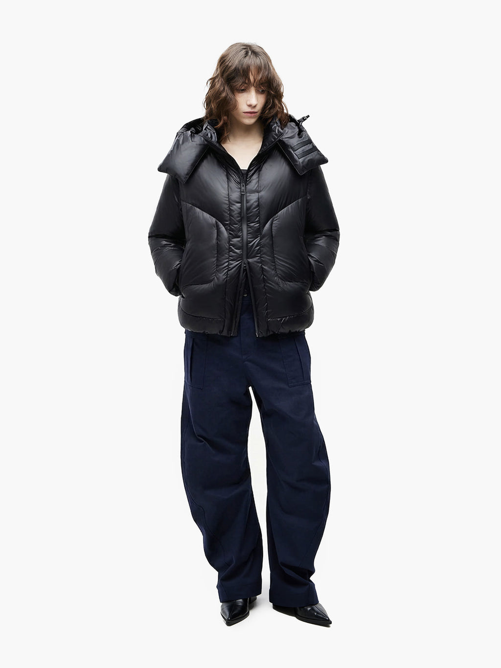 Jiyong Kim - Curved Trousers (Navy) product image 2 | TRAB K-Fashion Australia