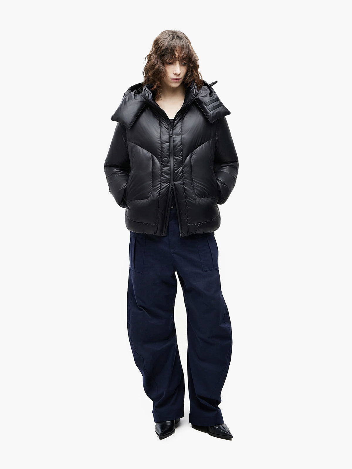 Jiyong Kim - Curved Trousers (Navy) product image 2 | TRAB K-Fashion Australia