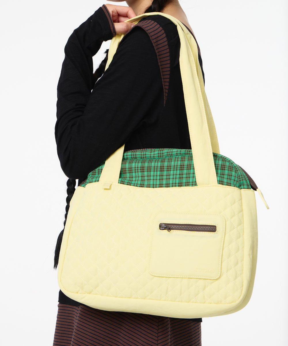 Coyseio - Check Quilted Tote Bag (Yellow) product image 4 | TRAB K-Fashion Australia