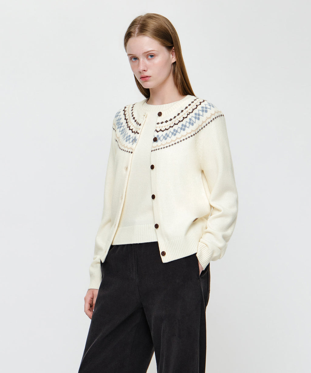 Marithe & Francois Girbaud - Small Classic Logo Nordic Cardigan Set Up (Ivory) product image 2 | TRAB K-Fashion Australia