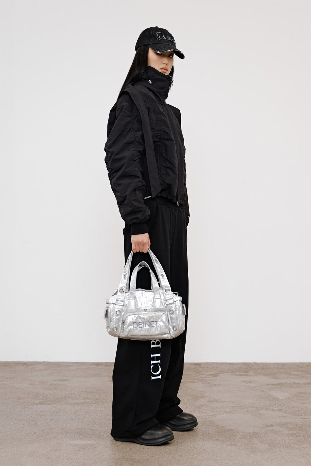Deinet - Eyelet Glossy Mini Duffle Bag (Silver) product image 2 | TRAB K-Fashion Australia