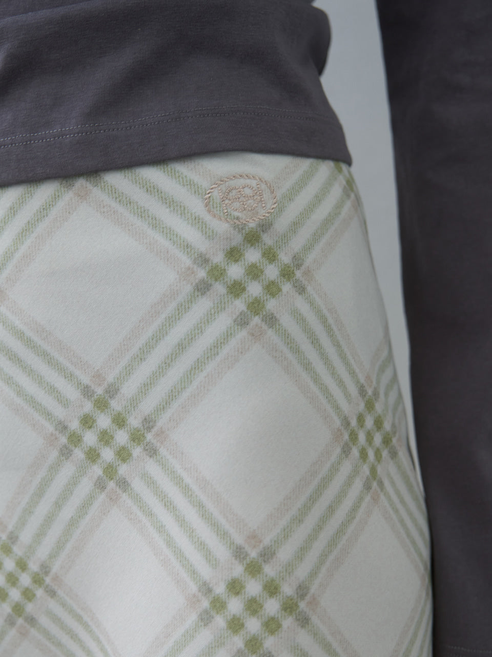 Kijun - Essential Check Mini Skirt (Olive Green) product image 8 | TRAB K-Fashion Australia