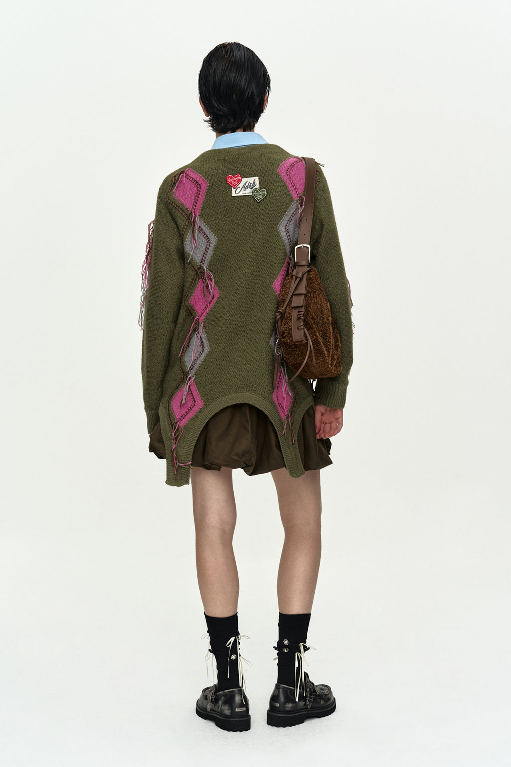 Andersson Bell - Gartered Argyle Cardigan (Khaki) product image 2 | TRAB K-Fashion Australia