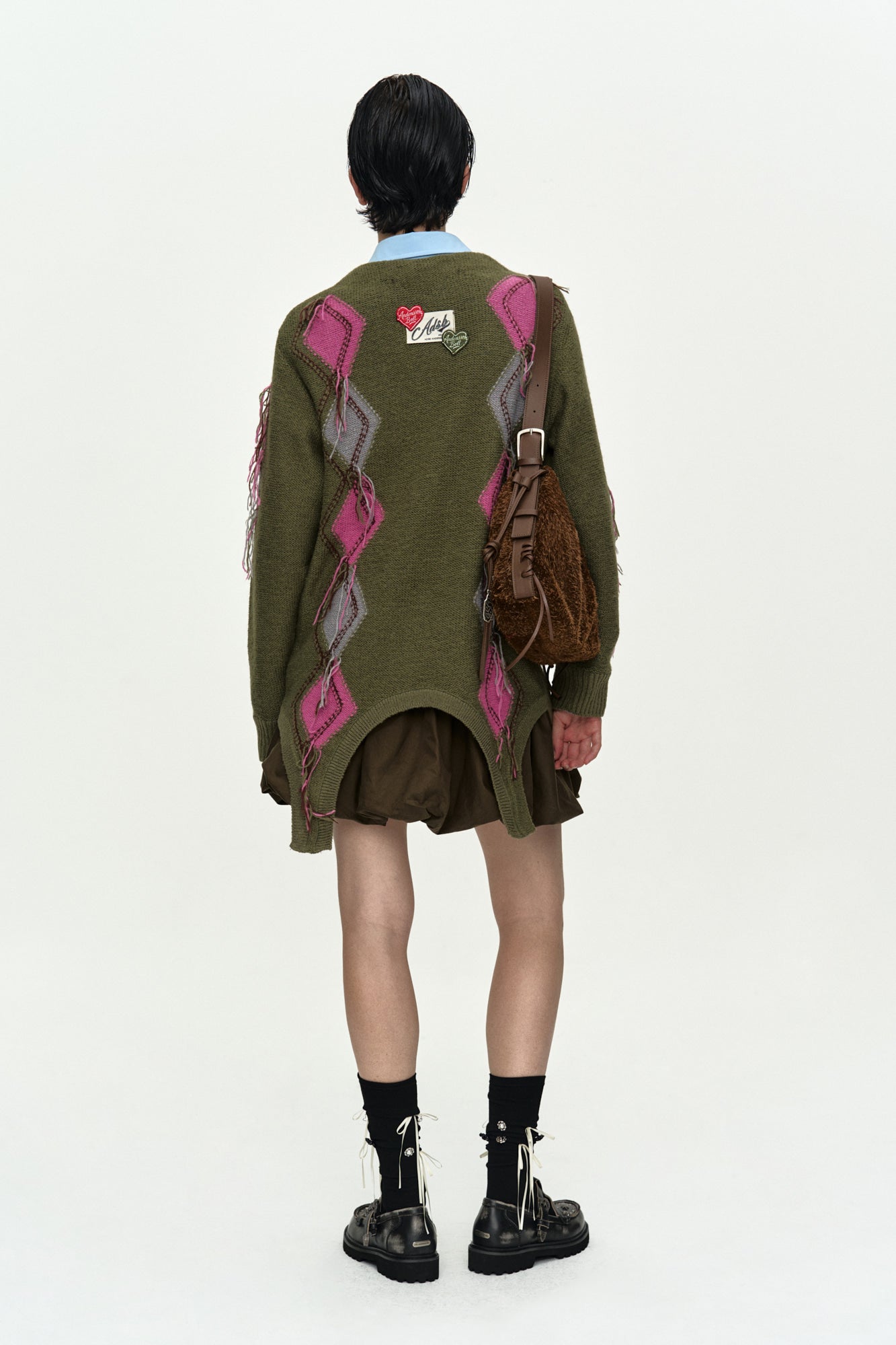 Andersson Bell - Gartered Argyle Cardigan (Khaki) product image 2 | TRAB K-Fashion Australia