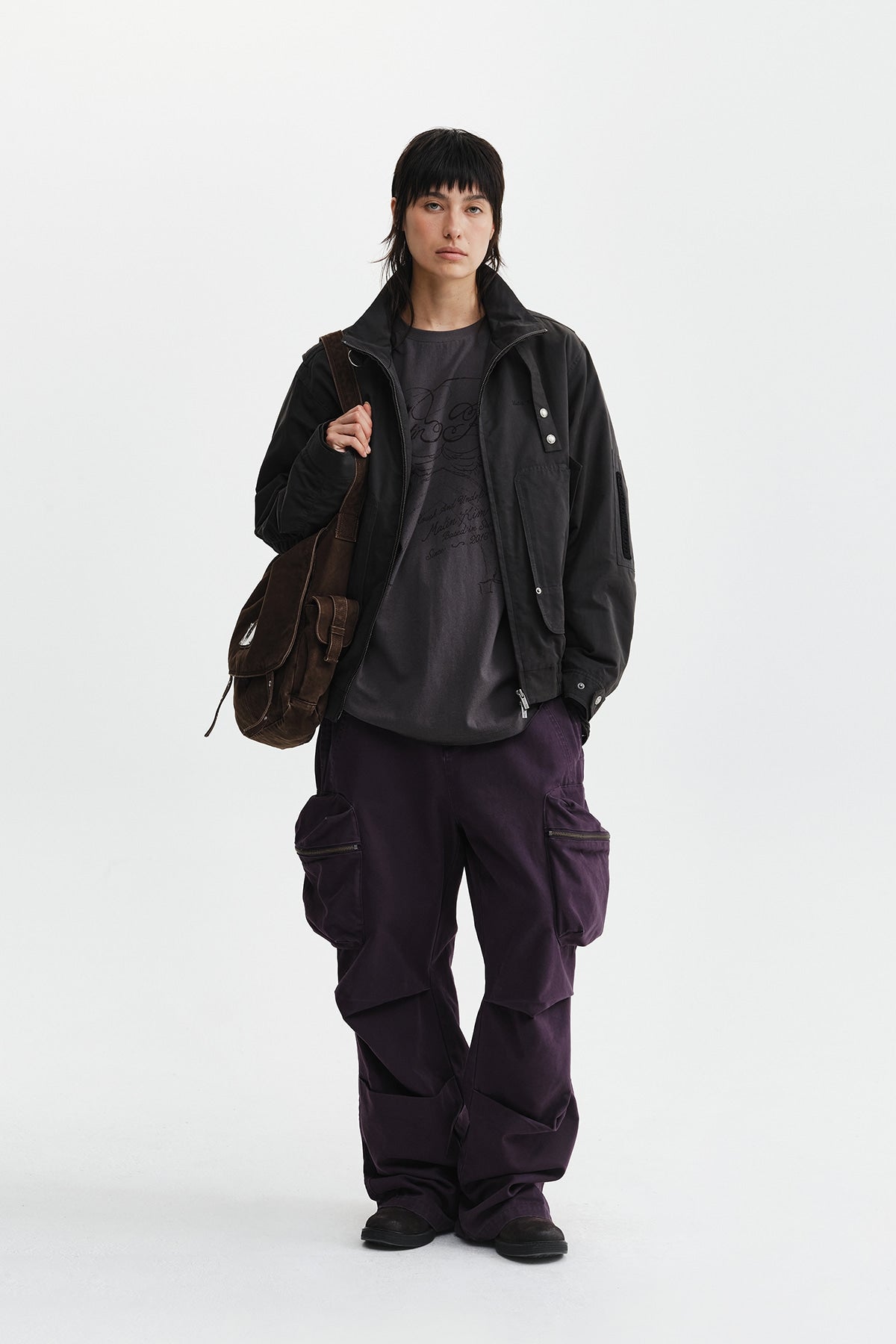 Matin Kim - Buckle High Neck Utility Jumper (Charcoal) product image 10 | TRAB K-Fashion Australia