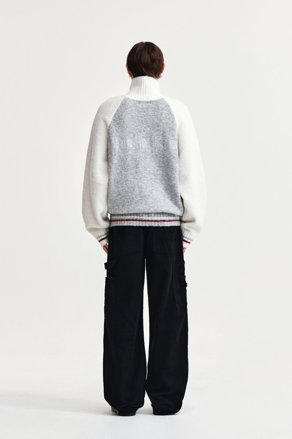 Matin Kim - High Neck Raglan Knit Zip Up (Ivory) product image 7 | TRAB K-Fashion Australia