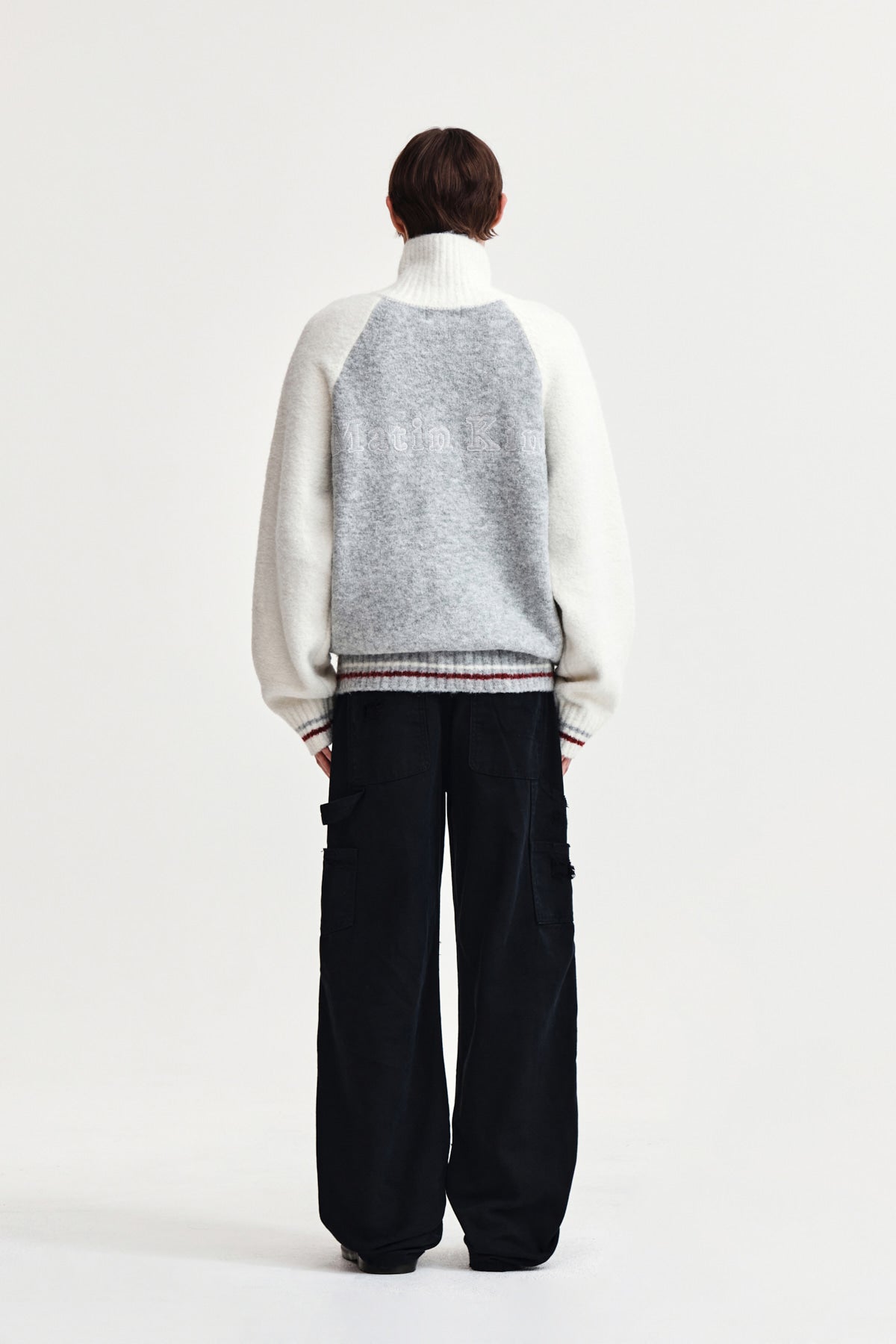 Matin Kim - High Neck Raglan Knit Zip Up (Ivory) product image 7 | TRAB K-Fashion Australia