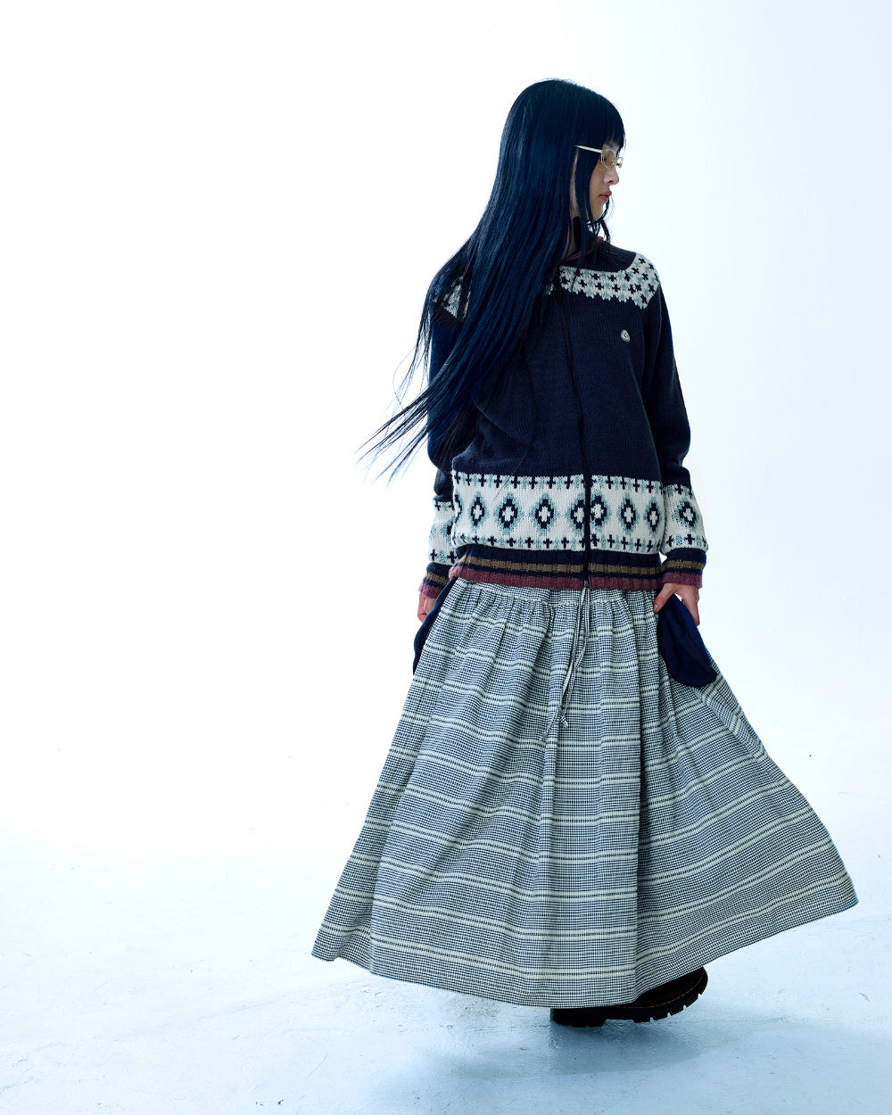 Coyseio - Mossy Cowichan Knit Jacket (Navy) product image 9 | TRAB K-Fashion Australia