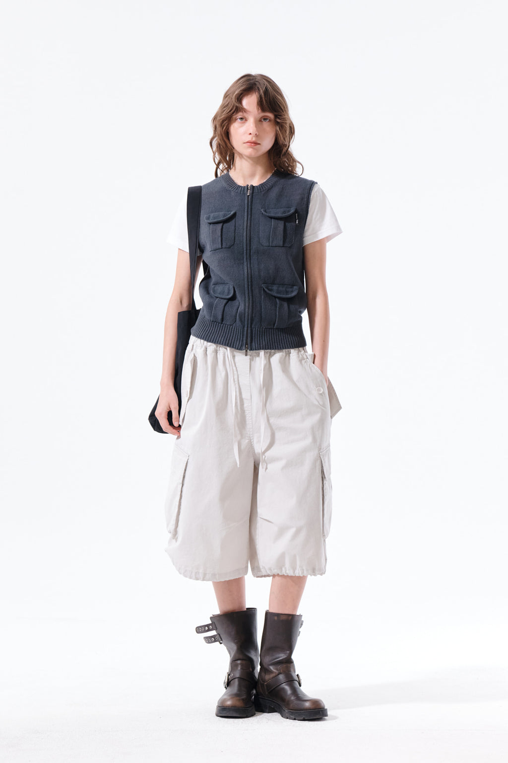 Matin Kim - Pocket Washed Knit Vest (Charcoal) product image 10 | TRAB K-Fashion Australia