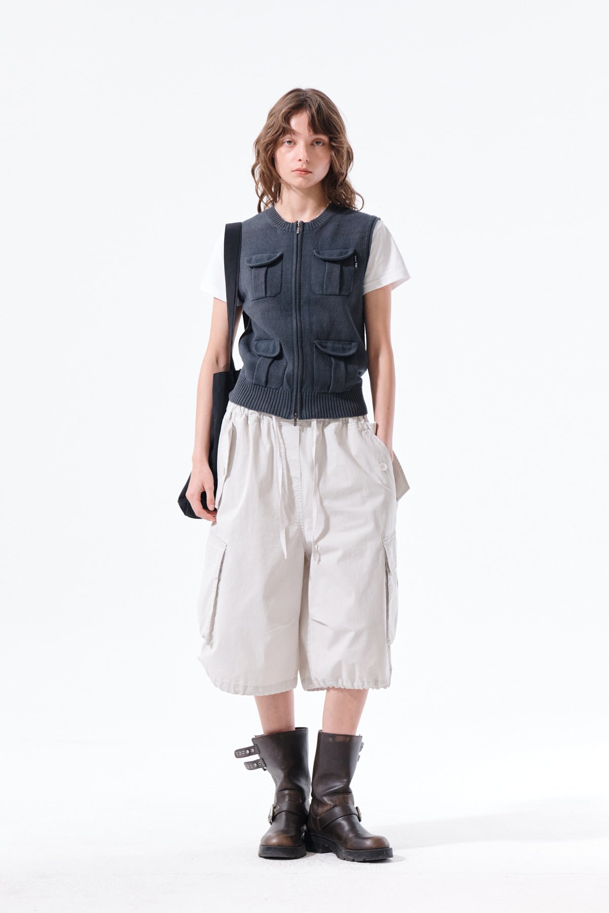 Matin Kim - Pocket Washed Knit Vest (Charcoal) product image 10 | TRAB K-Fashion Australia