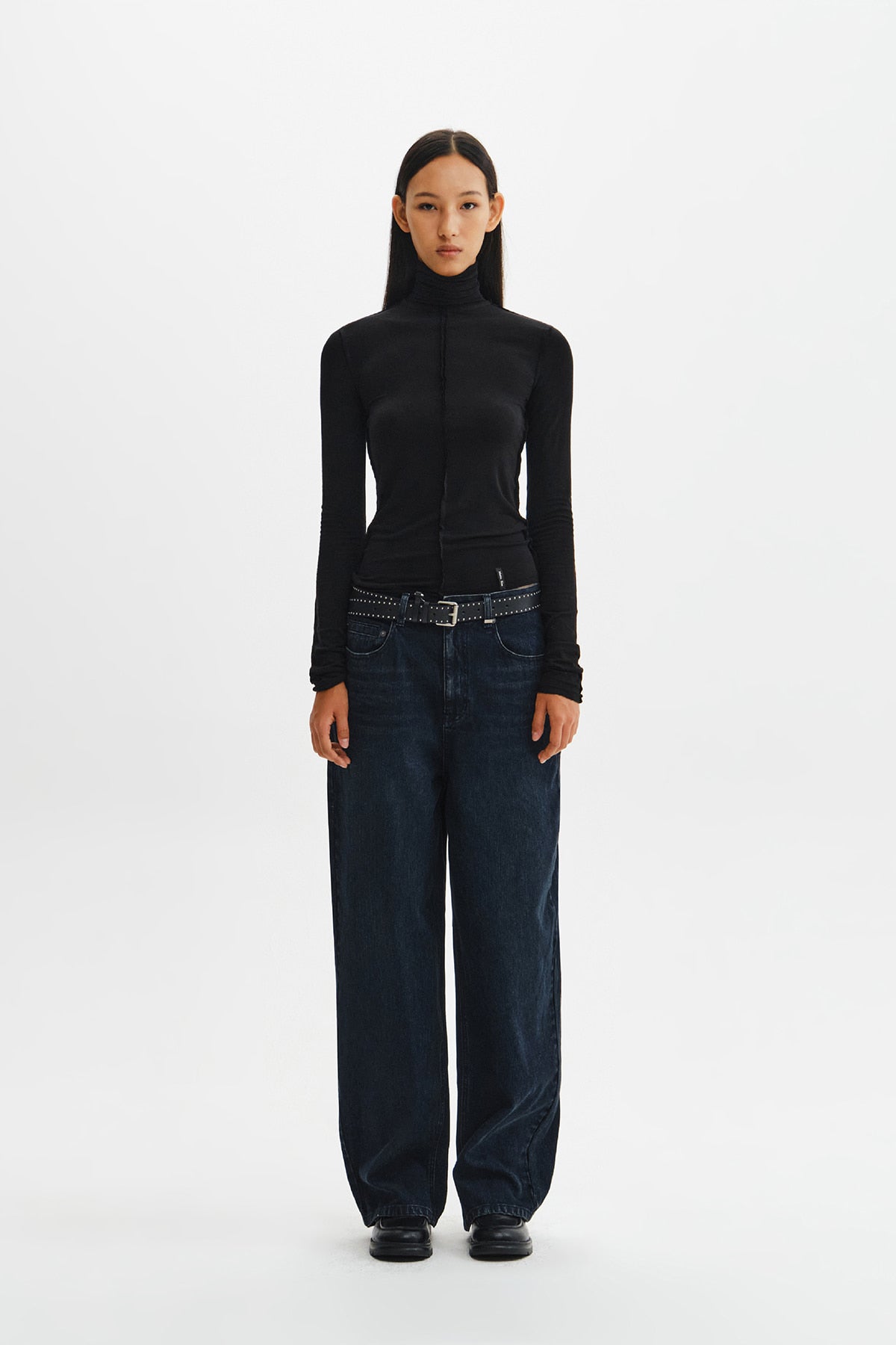Matin Kim - Raw Cut High Neck Top (Black) product image 7 | TRAB K-Fashion Australia
