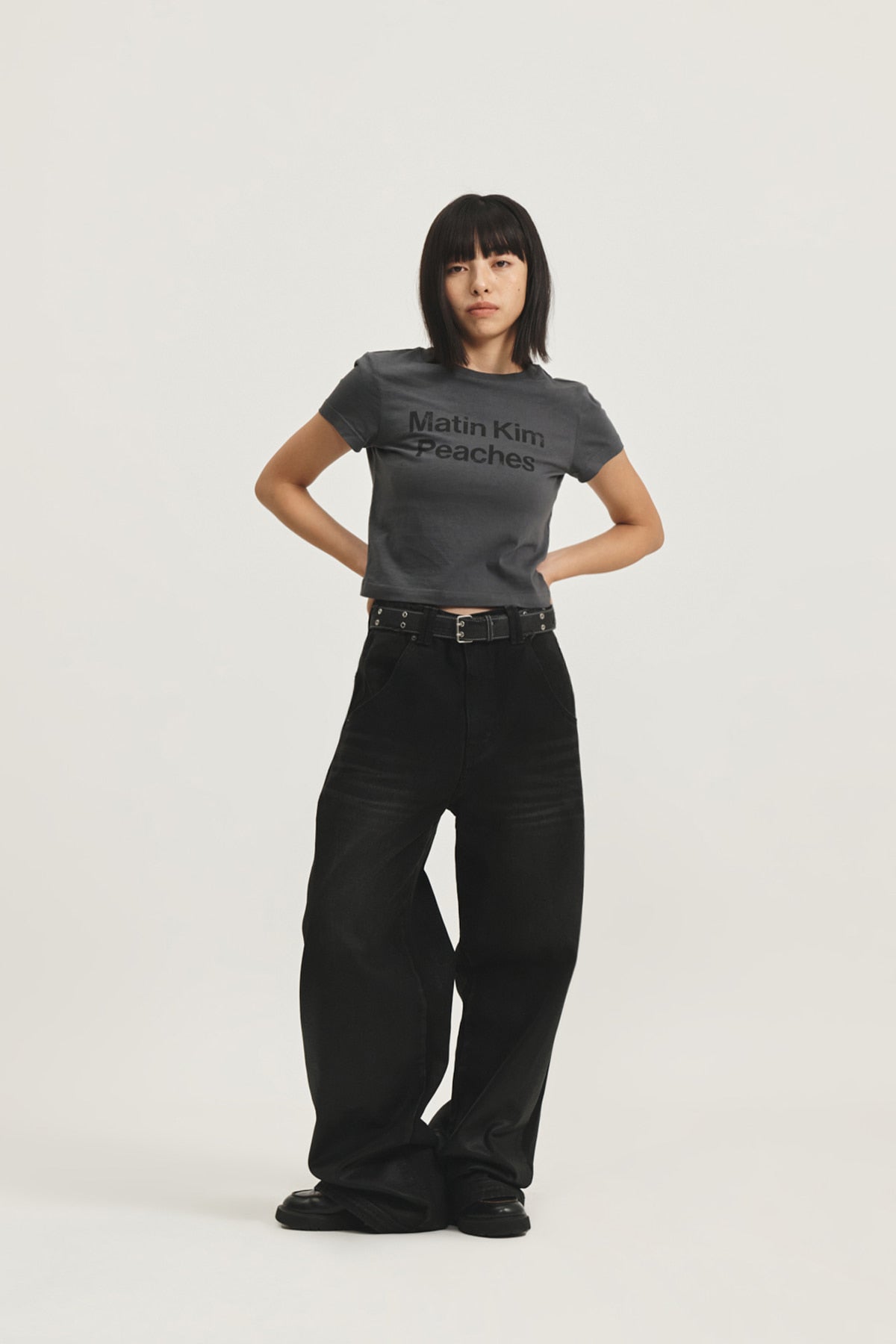 Matin Kim - Peaches Coating Washed Denim Pants (Black) product image 10 | TRAB K-Fashion Australia