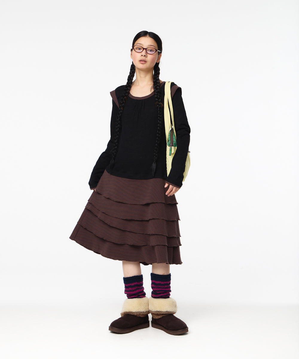 Coyseio - Stripe Cancan One Piece (Black) product image 3 | TRAB K-Fashion Australia